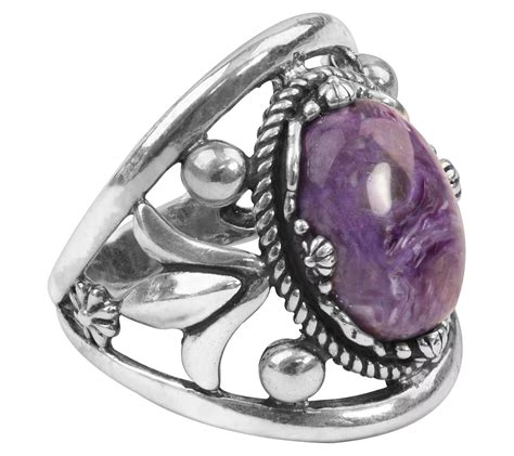 American West Classics Oval Concha Flower Gemstone Ring QVC