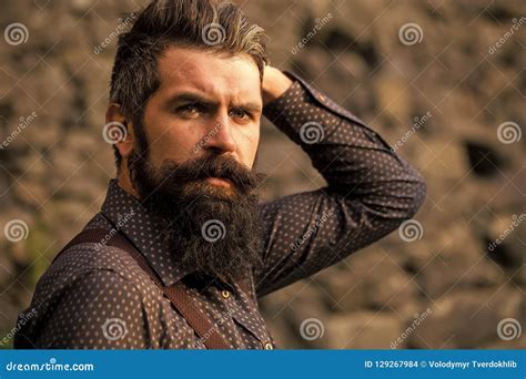 Stylish Bearded Man Outdoor Stock Photo Image Of Charming Casual