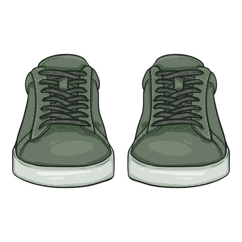 Premium Vector Vector Cartoon Green Sneakers Smart Casual Shoes