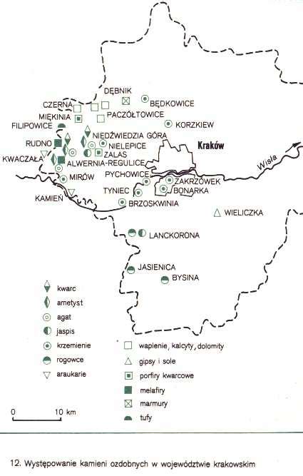 Występowanie kamieni szlachetnych i ozdobnych w województwie krakowskim