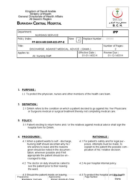 23 Discharge Against Medical Advice Dama Pdf Patient Nursing