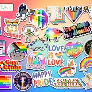 78 Pcs LGBTQ Pride Vinyl Stickers Pack Gay Pride Rainbow Holographic