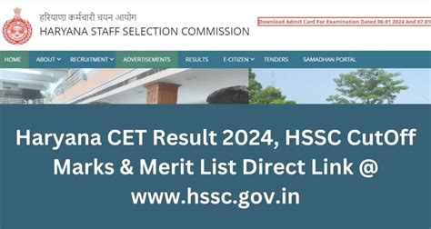 Haryana Cet Result 2024 Hssc Cutoff Marks And Merit List Direct Link