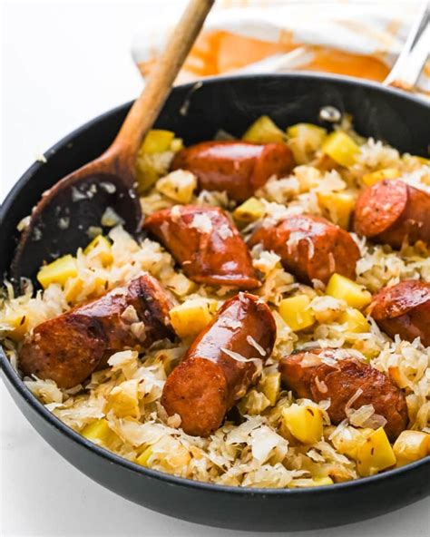 Kielbasa And Sauerkraut Skillet Dinner Garlic Zest