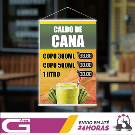 Kit 5 Placa Faixa Banner Caldo De Cana 40x60 Preço Editável