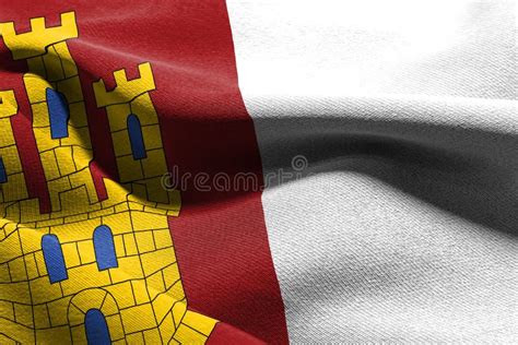 3D Illustration Flag Of Castilla La Mancha Is A Region Of Spain Stock