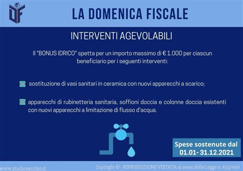 La Domenica Fiscale Bonus Idrico Studio Necchio