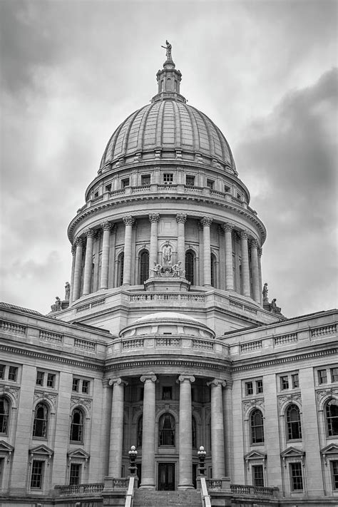 Madison Capital Building Black And White Photograph By Adam Romanowicz