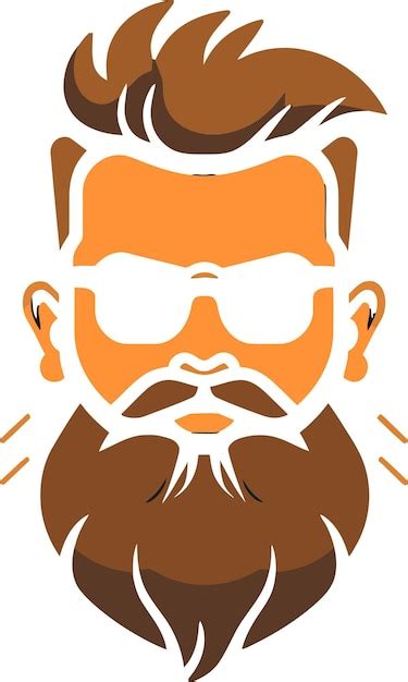 Un Dibujo De Un Hombre Con Barba Y Gafas Vector Premium