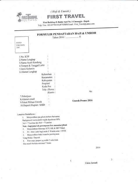 Pdf Formulir Pendaftaran Haji Umrah Dokumen Tips