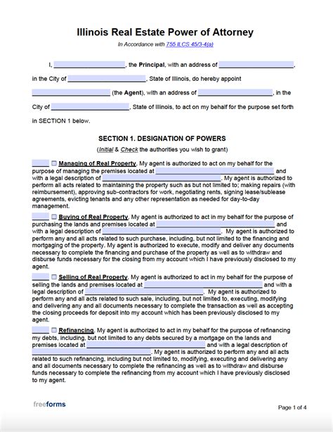 Free Illinois Power Of Attorney Forms Pdf Word