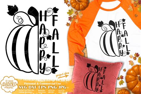 Fall Pumpkin Svg Happy Fall Svg Autumn Cut File Didiko Designs