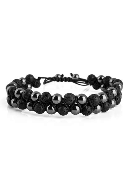 Pulsera Con Cuentas Sensei Hematita Piedra Con Lava Tienda Online