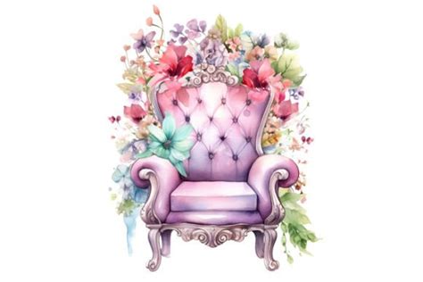 Fairy Flower Chair Watercolor Clipart Graphic By Sayedhasansaif