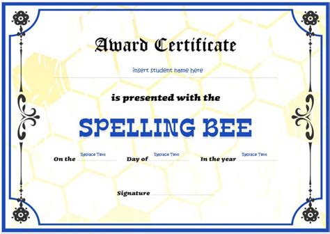 Spelling Bee Editable Certificates