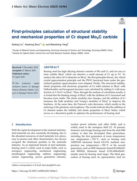 First Principles Calculation Of Structural Stability And Mechanical