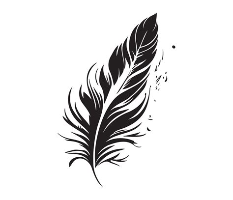 Fluffy Feather Silhouette, bird feathers simple style vector image ...