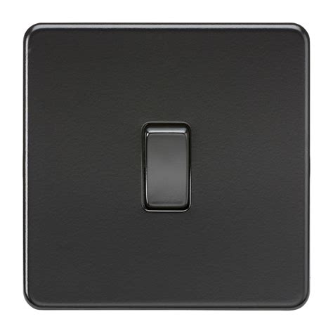 Acrelane Timber 1 Gang Intermediate Screwless Flat Plate Matt Black