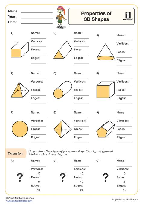 Properties Of 3d Shapes Worksheet Fun And Engaging Year 5 Pdf Worksheets Library