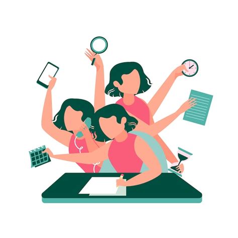 Multitasking Concept Illustration Free Vector