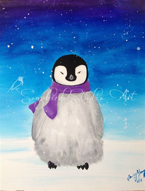 Fuzzy Penguin Acrylic On Canvas By Songbird Studio Art Like Us On