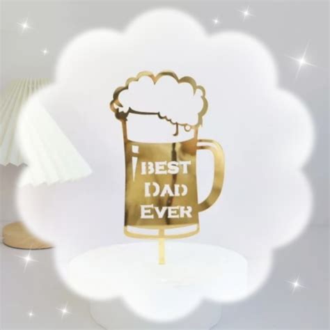 Mug Best Dad Happy Fathers Day Theme Acrylic Cake Topper Baking Props