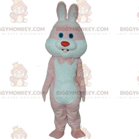 Costume De Mascotte Biggymonkey De Lapin Rose Et Blanc Costume De