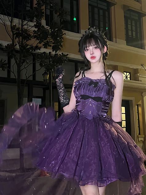 Robe De Princesse Lolita Violette Fran Aise Jupe Scintillante En Verre