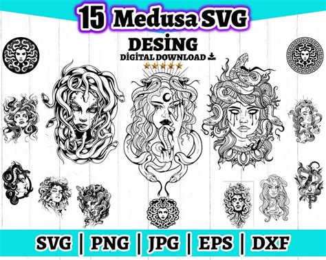 Medusa Svg Print File Medusa Svg Bundle Medusa Silhouette Vector Goddess Medusa Svg