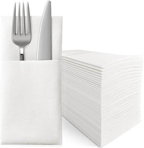 Amazon Peachicha Linen Feel Party Napkins With Built In Flatware