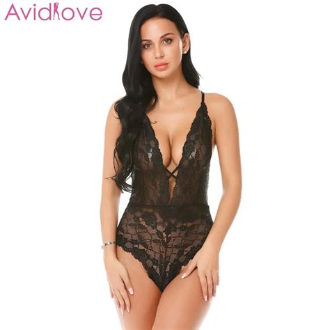 Avidlove Women Bodystocking Sexy Costumes Deep V Neck Spaghetti Strap