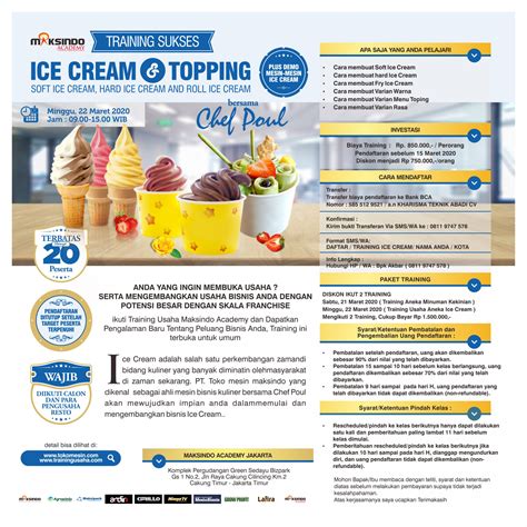 Training Usaha Ice Cream Dan Topping Minggu Maret Toko Mesin