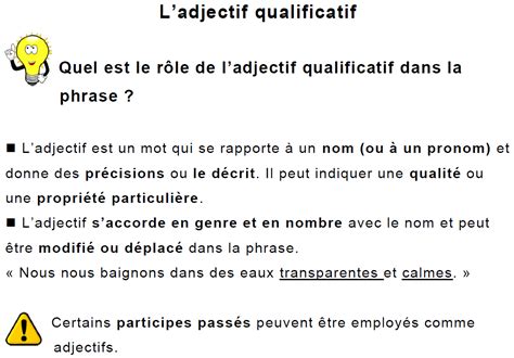 L Adjectif Qualificatif 6ème Leçon Et Exercices