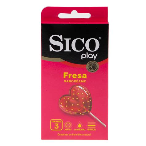 Condones Sico Play Fresa 3 Piezas Chedraui