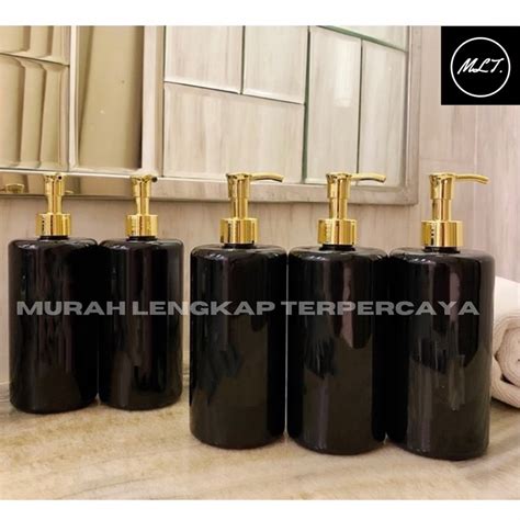 Jual Botol Pump Ml Hitam Glossy Pump Luxury Gold Pet Black Solid