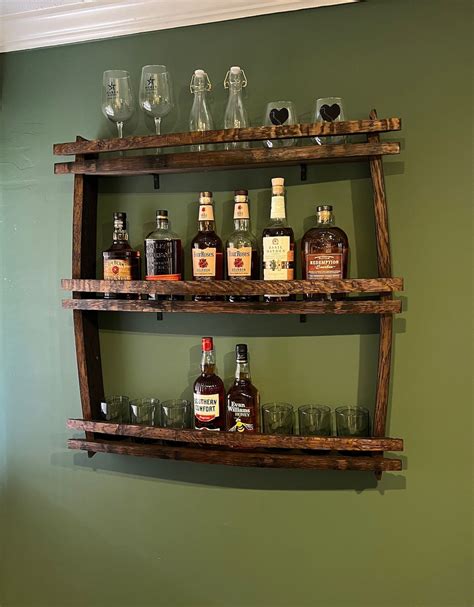 Bourbon Barrel Shelf Bar Shelves Bourbon Shelf Whiskey Etsy