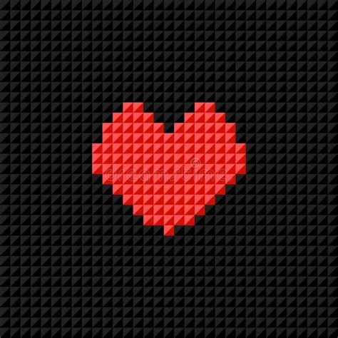 Vector Pixel Art Heart On Black Pixel Background Symbol Of Love Stock