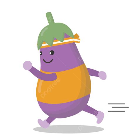 Strong Pose Vector Hd Png Images Cute And Funny Eggplant Characters In