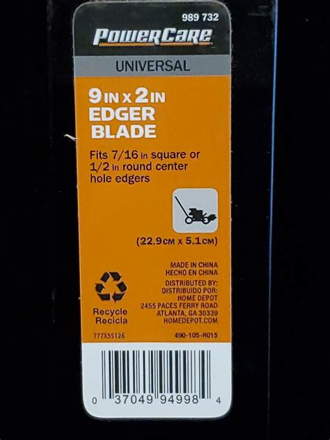 Power Care Universal Edger Blade 9 X 2 716 Sq Or 12 Rd Center