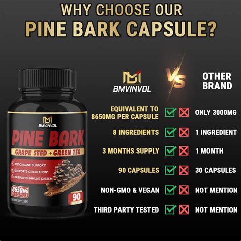 Pine Bark Extract Capsules 8650 Mg Enhanced With Ashwagandha Turmeric