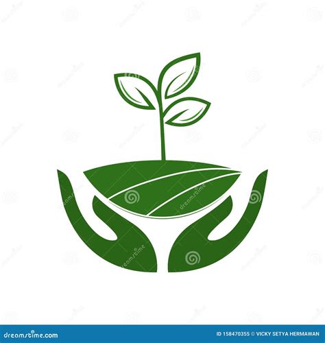 Icon Of Hands Carefully Holding Green Leaves Symbol Of Ecology