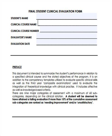 Free 54 Student Evaluation Forms In Pdf