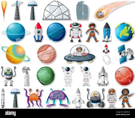 Set Of Stickers With Solar System Objects Isolated Illustration Stock