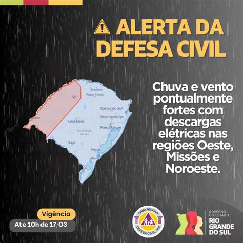 Defesa Civil Alerta Para Chuva E Vento Pontualmente Fortes Defesa