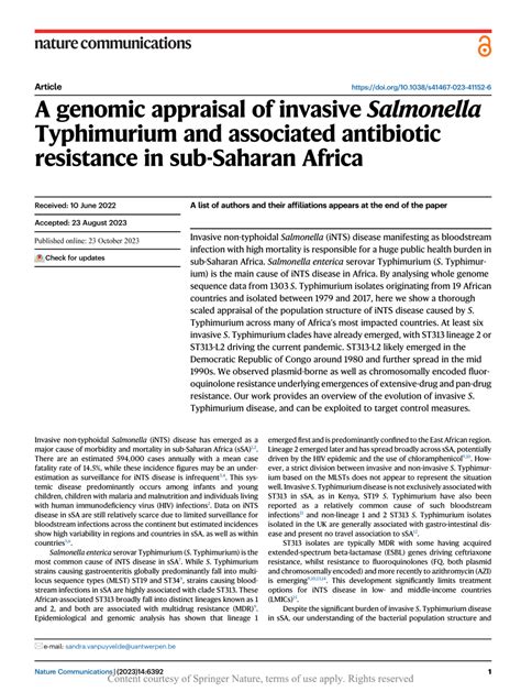 PDF A Genomic Appraisal Of Invasive Salmonella Typhimurium And