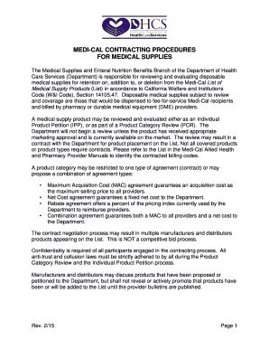 Fillable Online Dhcs Ca Medi Cal Contracting Procedures For Medical