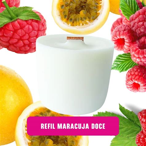 Refil De Vela Arom Tica Premium Maracuj Doce Cera Vegetal