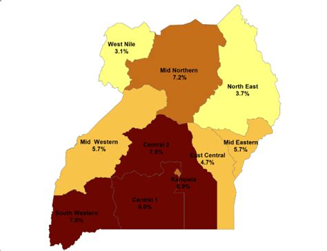 A Map Showing The Hiv Regions And The Respective Hiv Prevalence