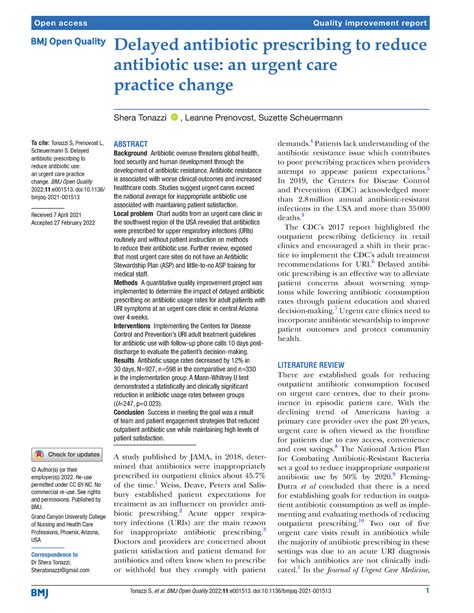 Delayed Antibiotic Prescribing To Reduce Antibiotic Use Open Access Delayed Antibiotic