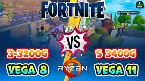 Fornite Ryzen 3 3200G VS Ryzen 5 3400G Vega 8 VS Vega 11 Test